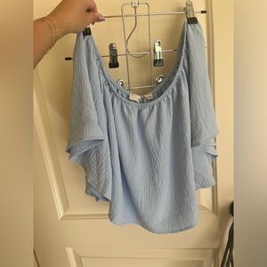 Off the shoulder baby blue top